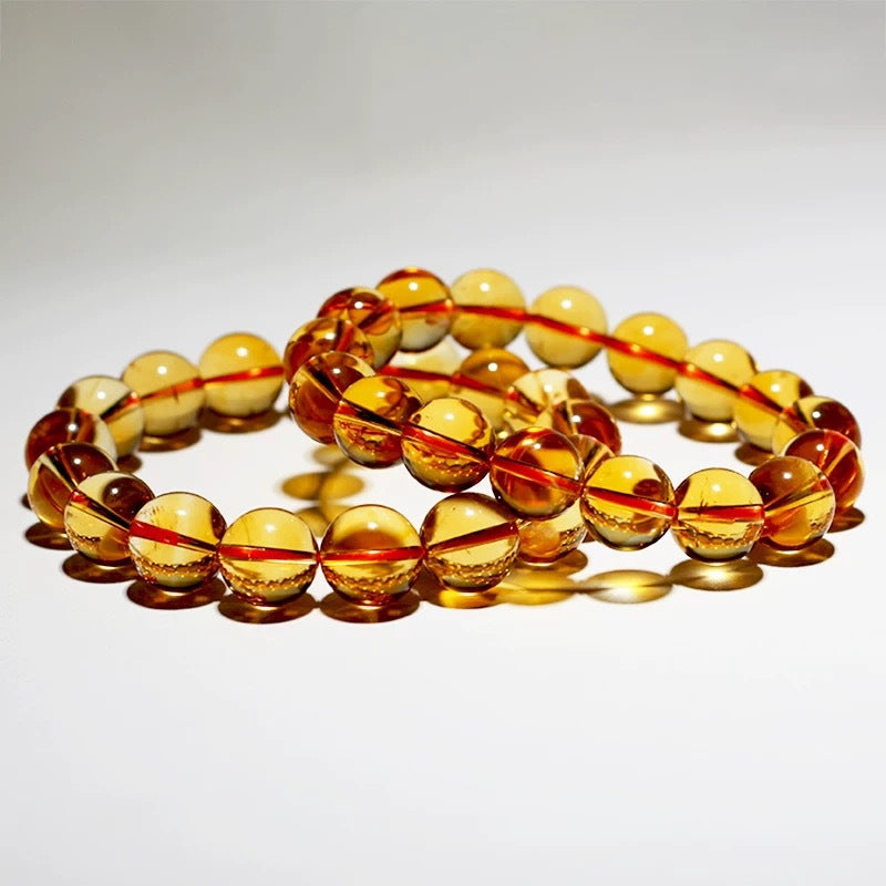 Donghai Crystal Brazilian Yellow Crystal Bracelet Optimize Citrine DIY Accessory Round Bead Bracelet Factory direct sales