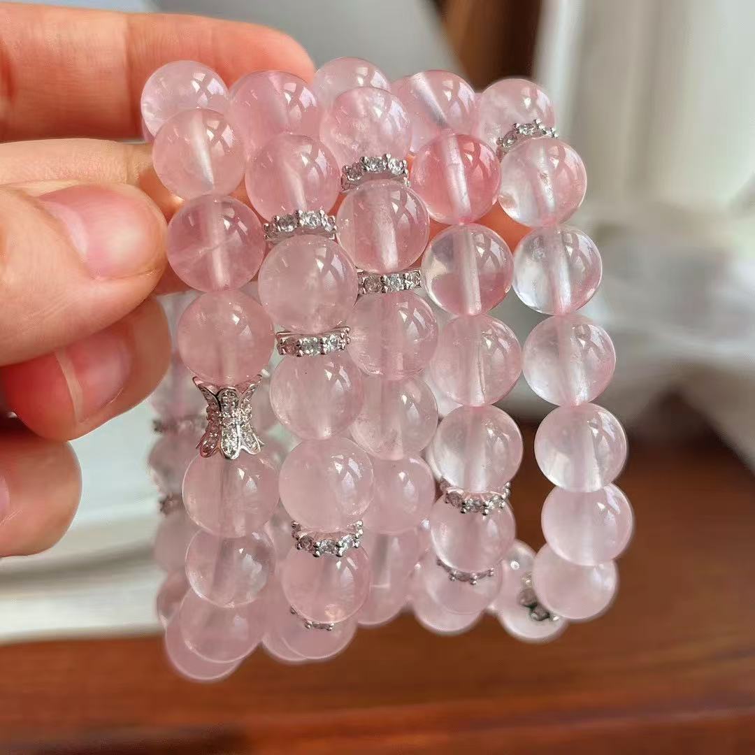 Wholesale Natural Pink Crystal Mo Pink Magic Box Bracelet for Women Pink Quartz White Crystal Yellow Crystal Bracelet for Women Niche High-end