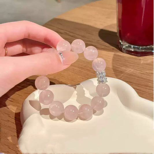 Natural Pink Crystal Bracelet Pink Crystal Women Niche High-end Original Fashion Versatile Crystal Bracelet Jewelry