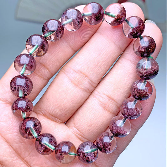 Natural Red Phantom Bracelet Crystal Clean Treasure Bowl Red Phantom Phantom Crystal  DIY Wholesale Crystal Jewelry