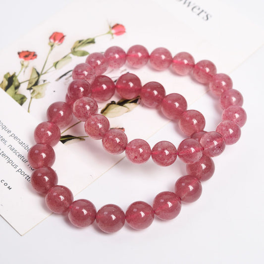 Fuhong Natural Strawberry Quartz Single Circle Bracelet Simple Fashion Women's Student Bracelet Jewelry Wholesale In Stock