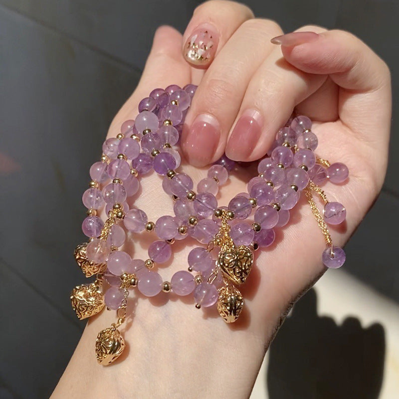 Nine Purple Fire Natural Amethyst Bracelet National Style Little Red Duobao Bracelet Original White Crystal Bracelet