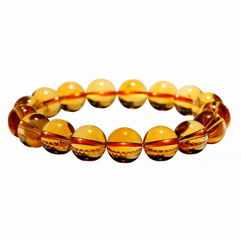 Donghai Crystal Brazilian Yellow Crystal Bracelet Optimize Citrine DIY Accessory Round Bead Bracelet Factory direct sales