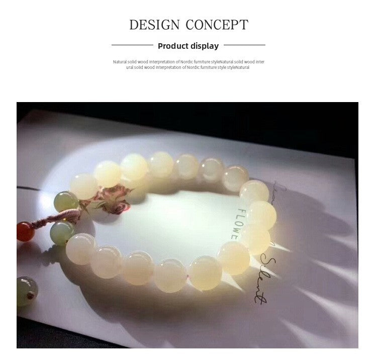 Hetian Jade Lotus Pink Bracelet Light Pink Beaded Bracelet Lotus Seedpod Auspicious Ruyi Women's Style Gift for Girlfriend or Best Friend