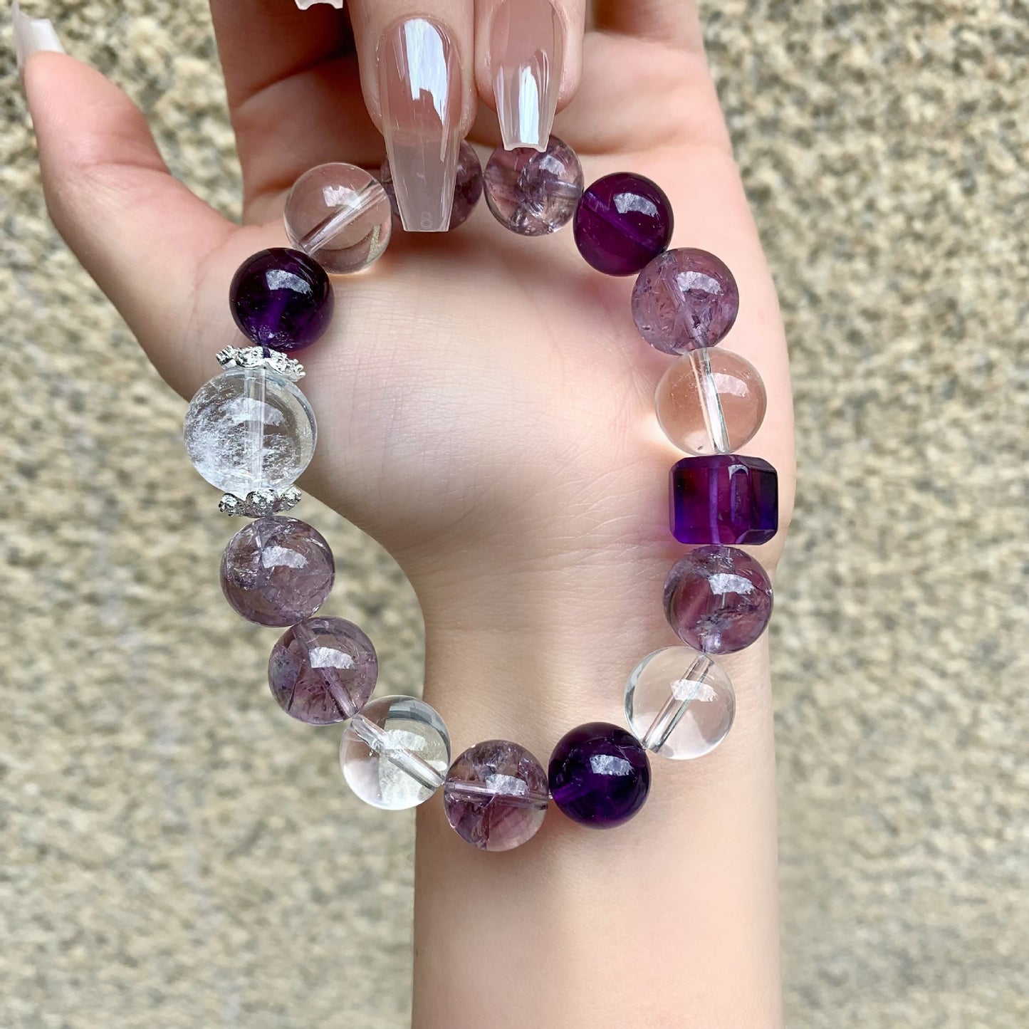 Nine Purple Fire Natural Amethyst Bracelet National Style Little Red Duobao Bracelet Original White Crystal Bracelet
