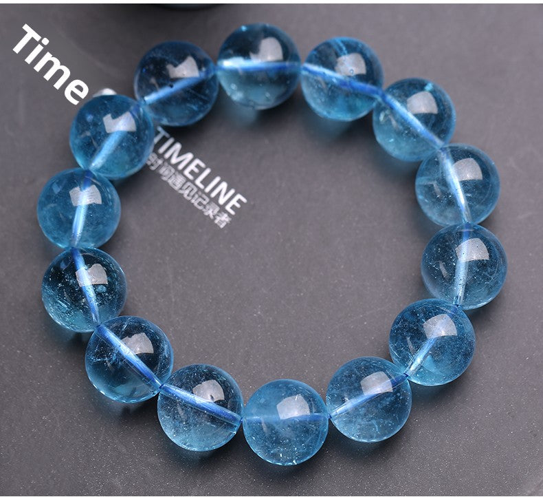 Aquamarine Bracelet Female Male Blue Beads Crystal Gem Scattered Beads Ice-like Smooth Devil Blue Sea Blue Treasure Bracelet