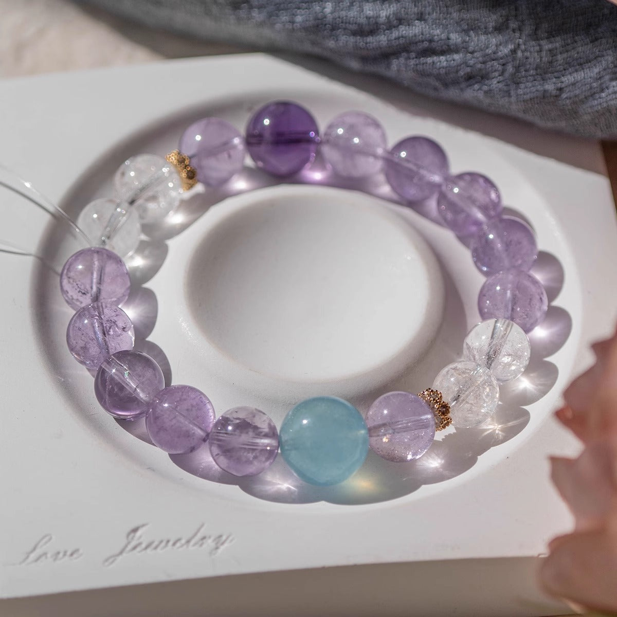 Nine Purple Fire Natural Amethyst Bracelet National Style Little Red Duobao Bracelet Original White Crystal Bracelet