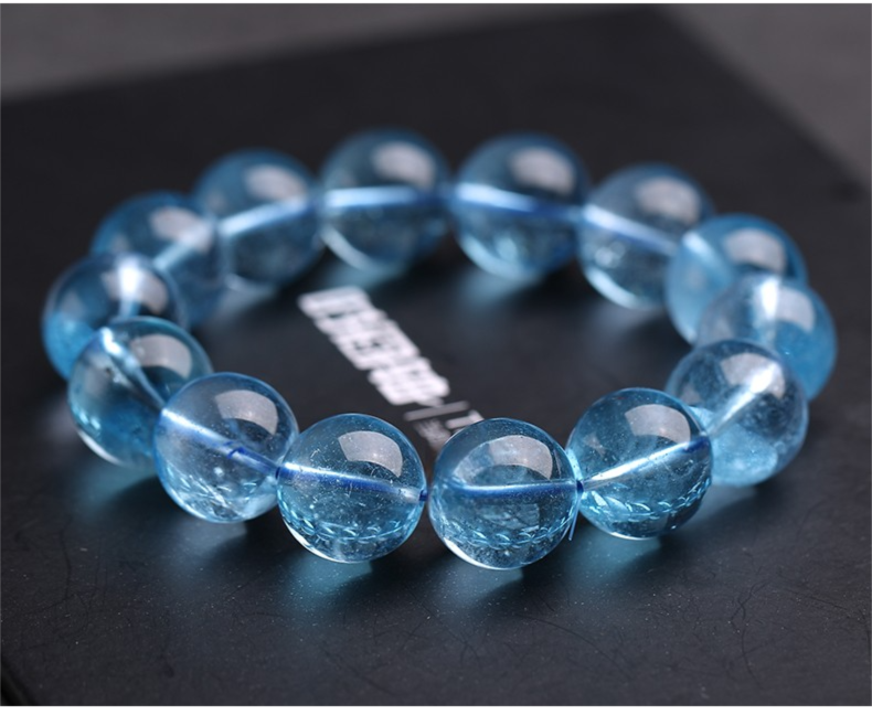 Aquamarine Bracelet Female Male Blue Beads Crystal Gem Scattered Beads Ice-like Smooth Devil Blue Sea Blue Treasure Bracelet