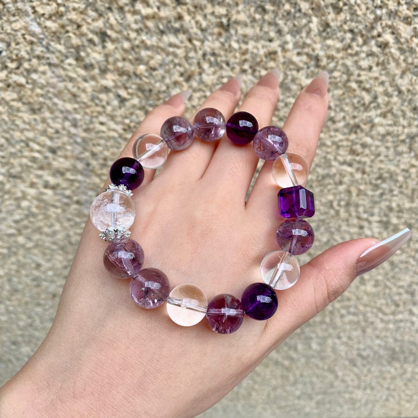 Nine Purple Fire Natural Amethyst Bracelet National Style Little Red Duobao Bracelet Original White Crystal Bracelet