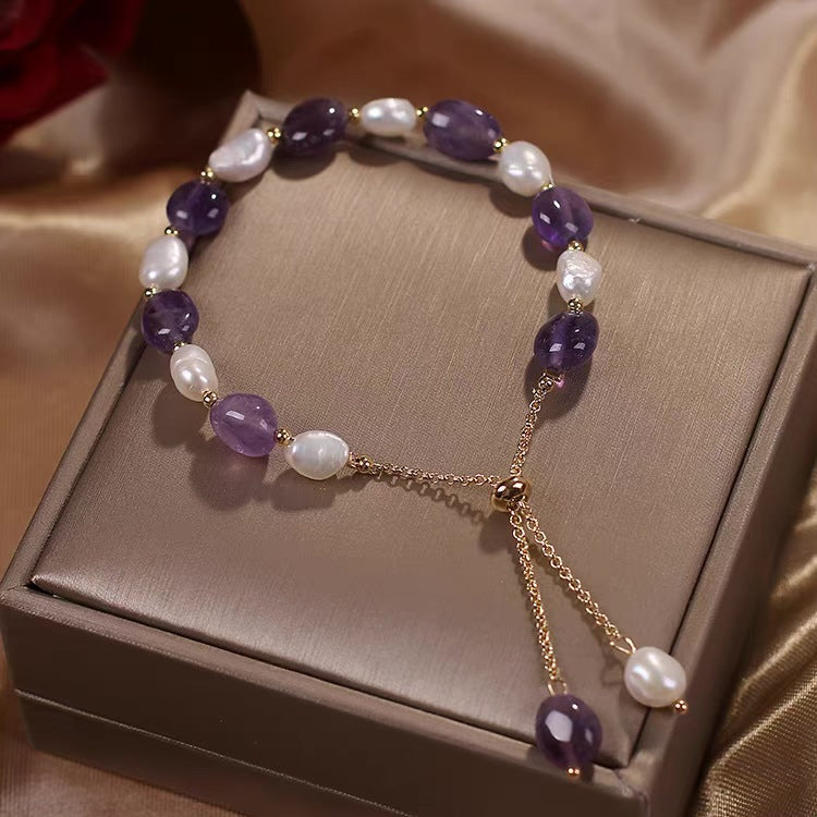 Nine Purple Fire Natural Amethyst Bracelet National Style Little Red Duobao Bracelet Original White Crystal Bracelet