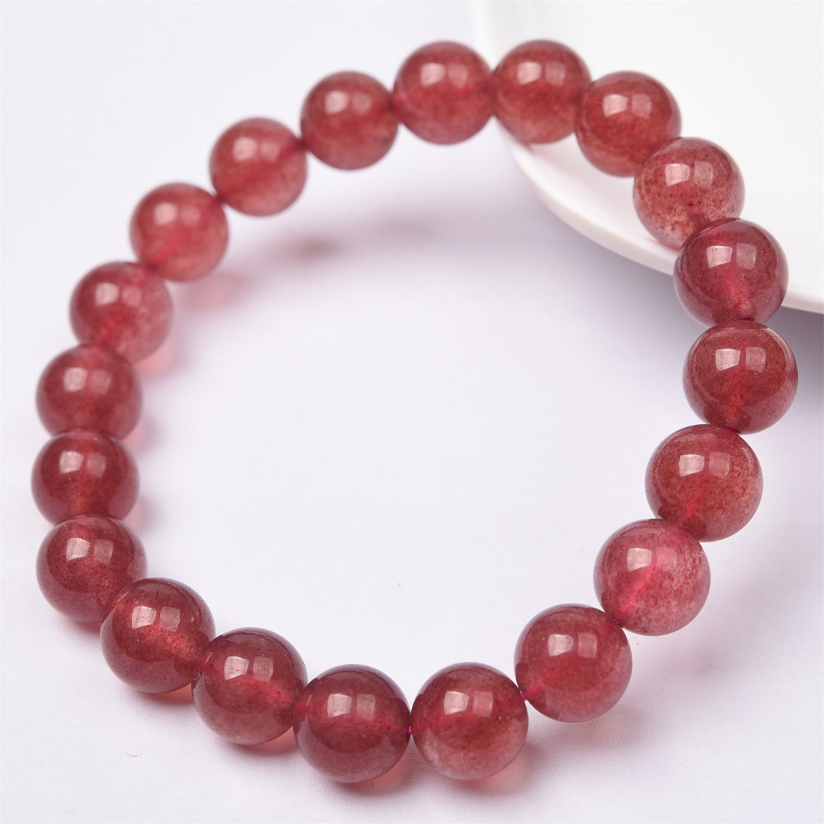 Fuhong Natural Strawberry Quartz Single Circle Bracelet Simple Fashion Women's Student Bracelet Jewelry Wholesale In Stock